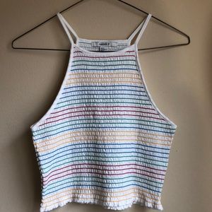 NWOT Forever 21 Rainbow Striped Halter Crop Tank